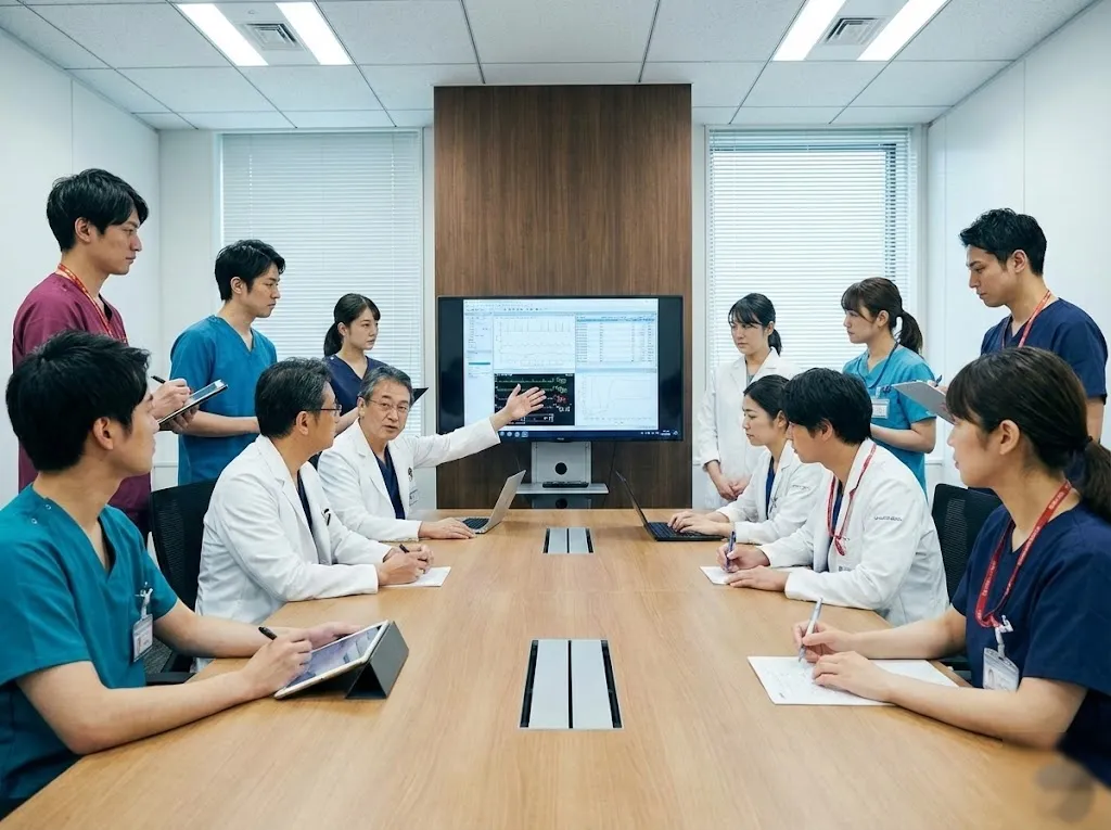 チームで打ち合わせをしているスタッフ