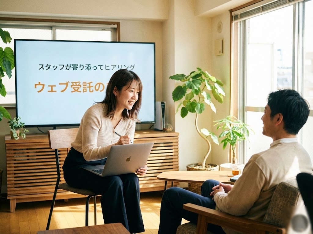 スタッフがヒアリングしている様子